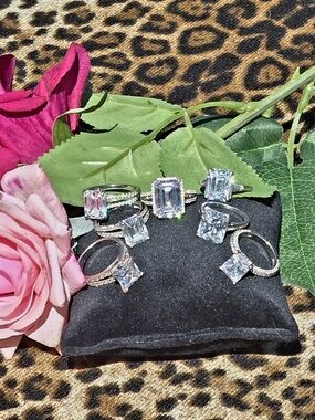 Lot Of 7 Sterling Silver Engagement/Wedding Rings Diamonique/Italio Sizes 6&7